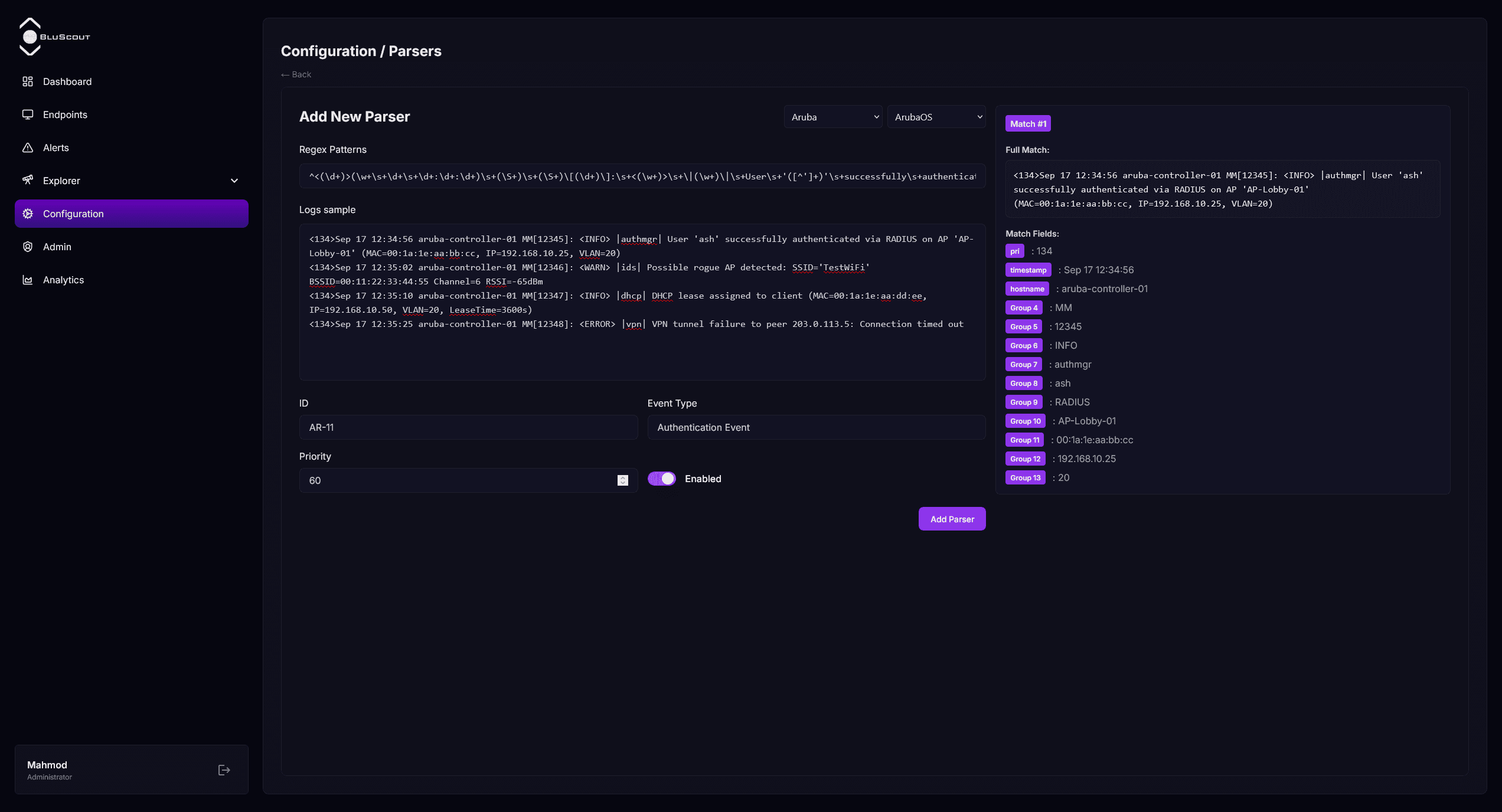 Flexible Log Parsing